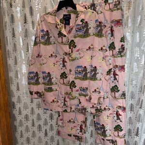 Nick & Nora Pink Women’s Poodles in Paris Cotton Pajama Set Size Medium